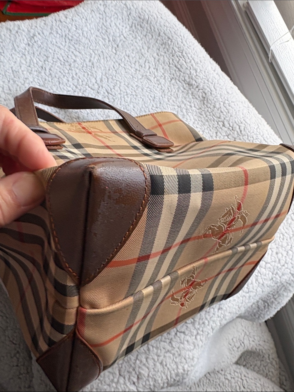 Authentic Vintage Burberrys Nova Check Small Handbag Brown Leather - Picture 6 of 17